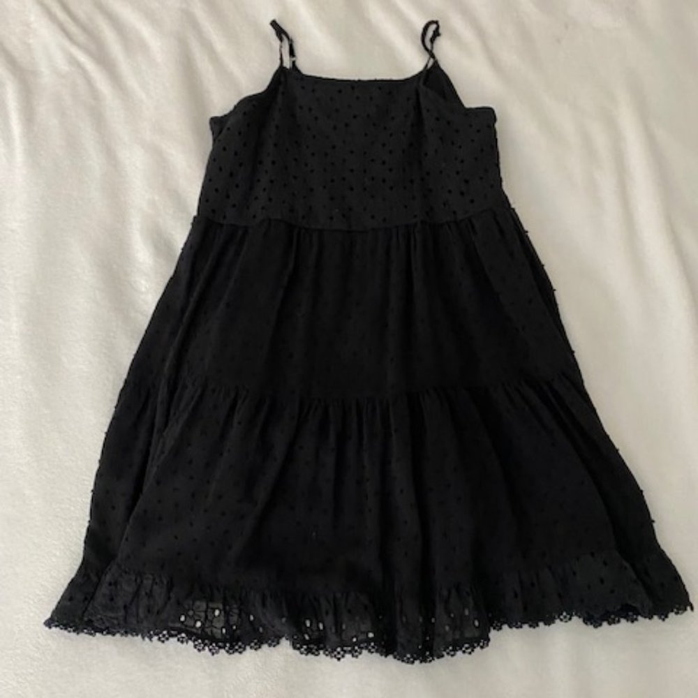 Gir's Eyelet Black Dress